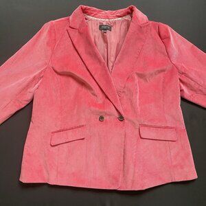 NWOT Talbots Women’s 24W Corduroy Blazer Jacket Pink Coral Career Office Plus